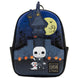 Vue avant du sac à dos Loungefly Jack Skellington en cuir vegan avec détails embossés et appliqués