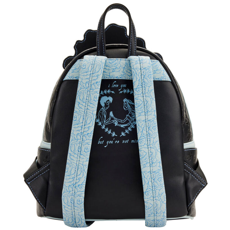 Détail des bretelles ajustables et des fermetures métalliques robustes du sac à dos Loungefly