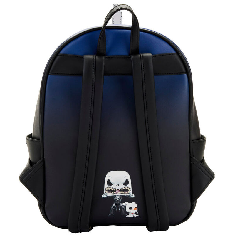 Intérieur du sac à dos avec doublure en tissu assorti aux motifs Jack Skellington