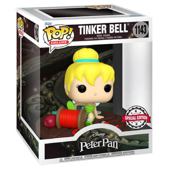 Vue latérale de la figurine Funko POP exclusive de Clochette sur bobine, mettant en valeur les détails et la finition
