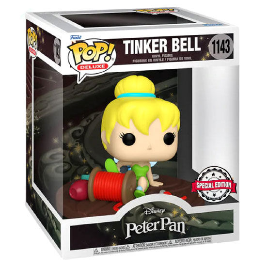 Vue latérale de la figurine Funko POP exclusive de Clochette sur bobine, mettant en valeur les détails et la finition