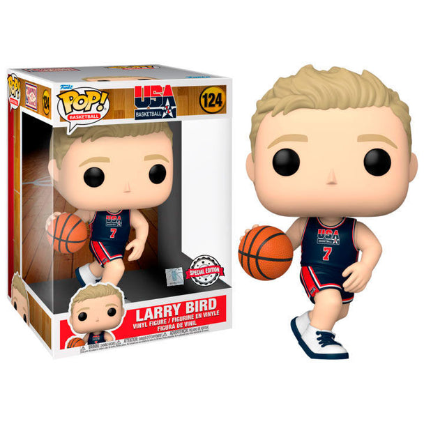 Figurine POP Larry Bird 1992 Team US Navy Jersey exclusive FUNKO en position de tir, hauteur 25 cm