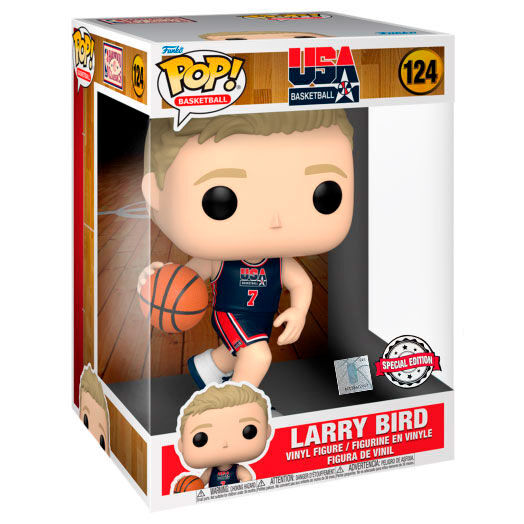 Vue détaillée de la figurine POP Larry Bird avec maillot Team US Navy 1992 et finition soignée FUNKO