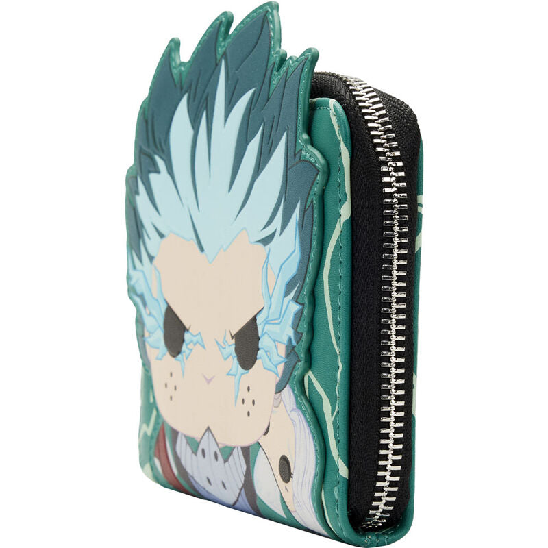 Gros plan sur les détails appliqués et imprimés du portefeuille Deku Infinity en cuir vegan
