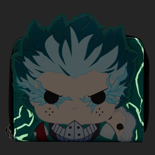 Image du packaging officiel Loungefly avec le portefeuille Deku Infinity prêt à être offert