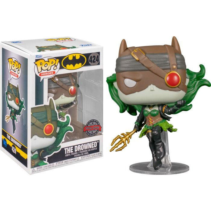 Vue de profil de la figurine Funko POP Batman The Drowned exclusive montrant les détails et couleurs du personnage DC Comics