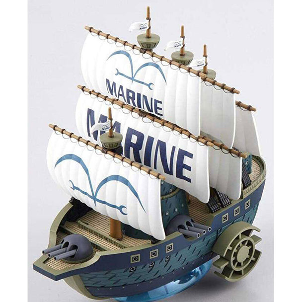 Boîte du kit de maquette BANDAI HOBBY Marine Ship One Piece 15cm montrant les pièces et instructions incluses