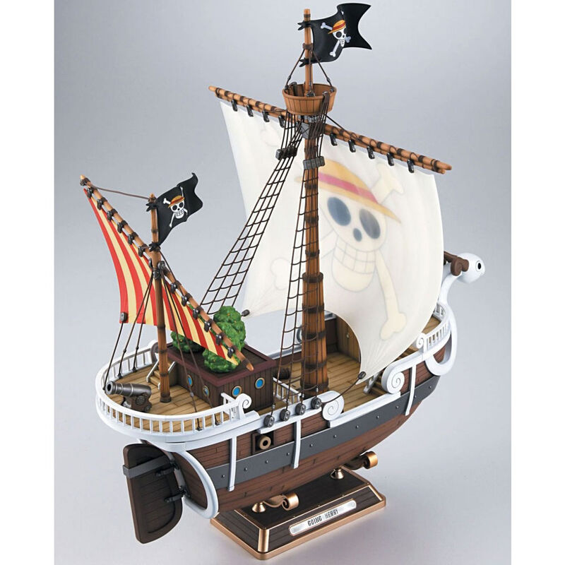 Gros plan sur les détails du kit modèle Going Merry One Piece sans peinture ni colle