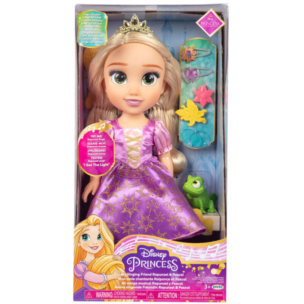 Poupée musicale Raiponce Disney Tangled de 38cm en tenue violette avec cheveux longs dorés