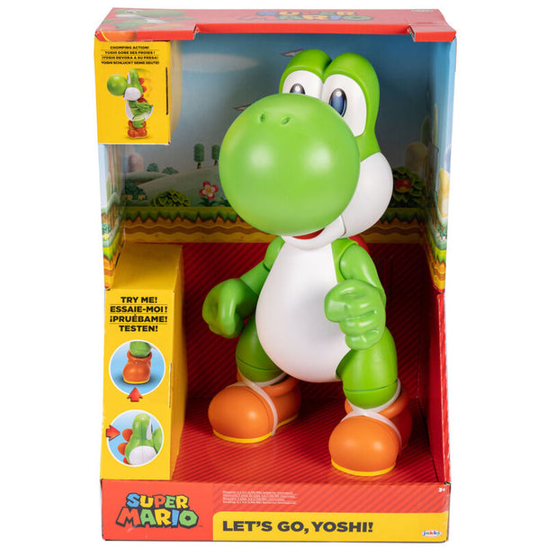 Figurine interactive Yoshi Super Mario Bros de 36 cm vue de face avec détails colorés