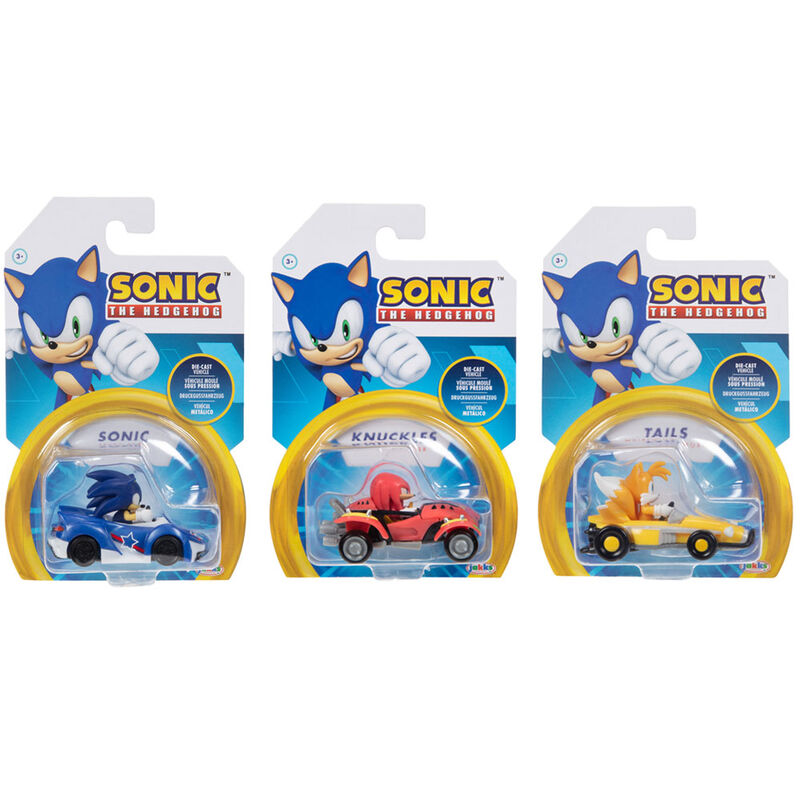 Véhicule Sonic The Hedgehog série 3 avec figurine détaillée de Sonic en position de conduite