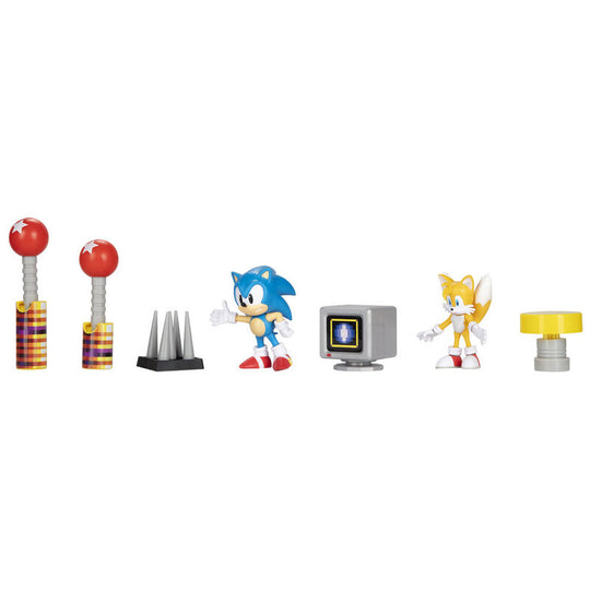 Diorama Sonic The Hedgehog montrant Sonic en pleine course contre Dr. Eggman
