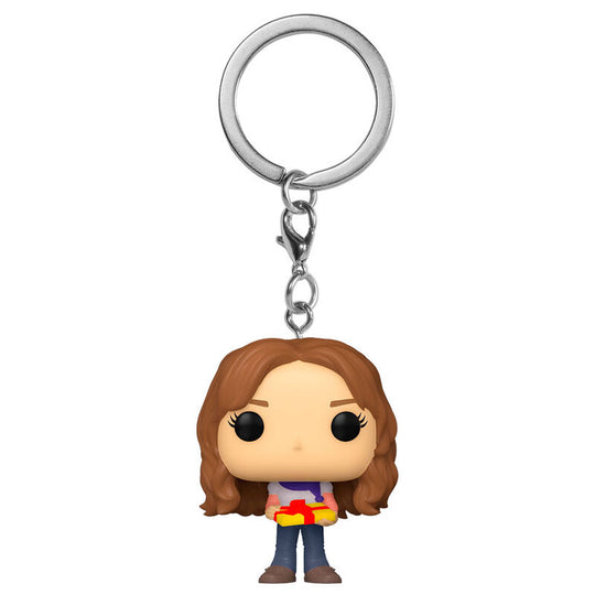 Vue latérale du porte-clés Hermione Funko Pocket POP mettant en valeur sa taille compacte