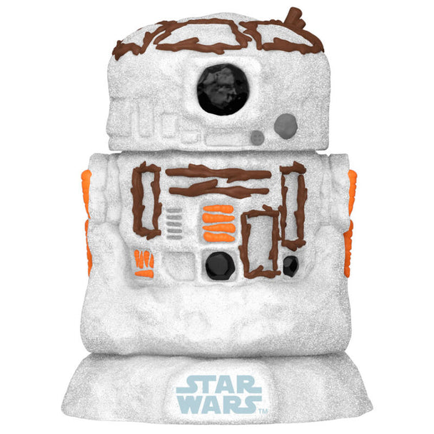 Zoom sur les détails colorés et le design unique de la figurine Funko POP R2-D2 édition Holiday