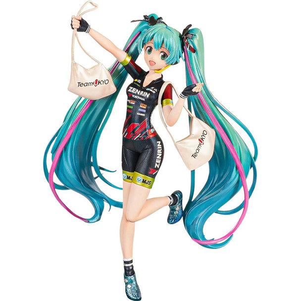Figurine Hatsune Miku Racing 2019 de BANPRESTO, 17 cm, vue de face avec détails colorés et finition soignée.