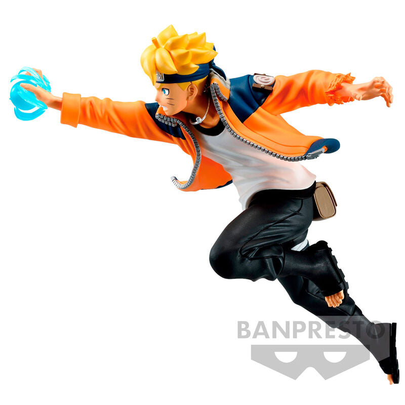 Vue latérale de la figurine Boruto BANPRESTO montrant le costume détaillé