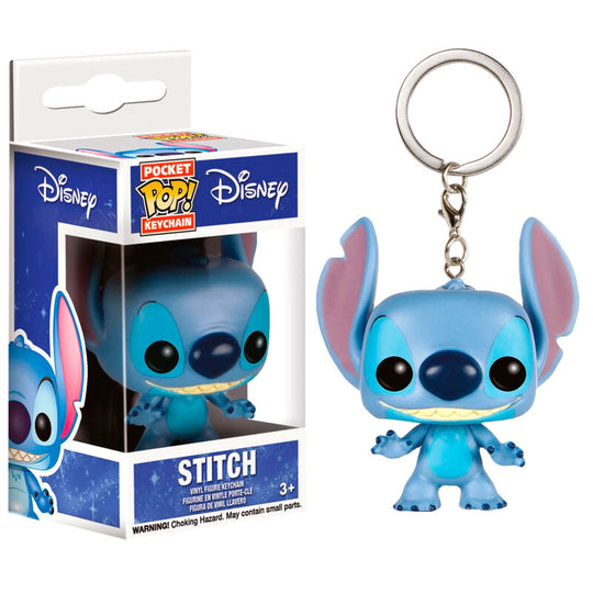 Porte-clés Stitch FUNKO Pocket POP accroché à un trousseau de clés coloré, prêt à l’usage quotidien