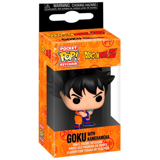 Photo du porte-clés FUNKO Pocket POP Dragon Ball Z Goku tenu en main, illustrant sa taille compacte et son design