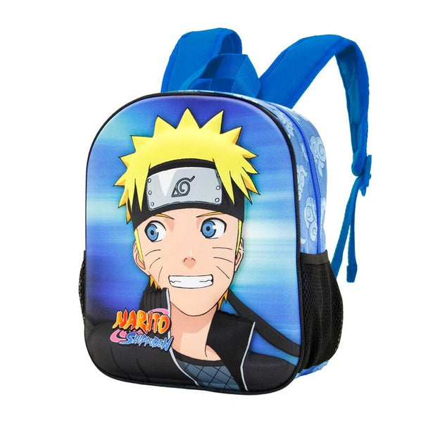 Détail du compartiment principal zippé du sac à dos Naruto avec doublure intérieure