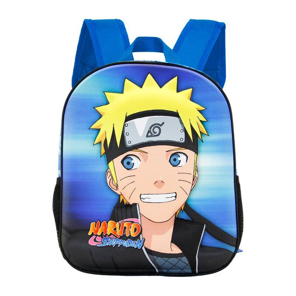 Vue de face du sac à dos Naruto 3D 31cm avec design en relief et couleurs vives
