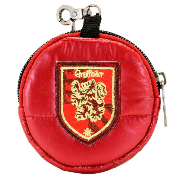 Porte-monnaie Harry Potter Gryffindor rond en matériau matelassé avec fermeture éclair visible