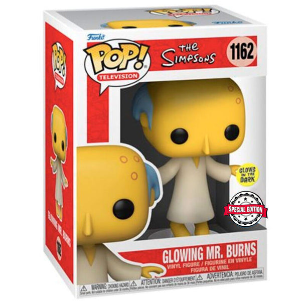 Figurine Funko POP de Mr. Burns lumineux des Simpsons en vinyle de 9 cm avec boîte cadeau à fenêtre