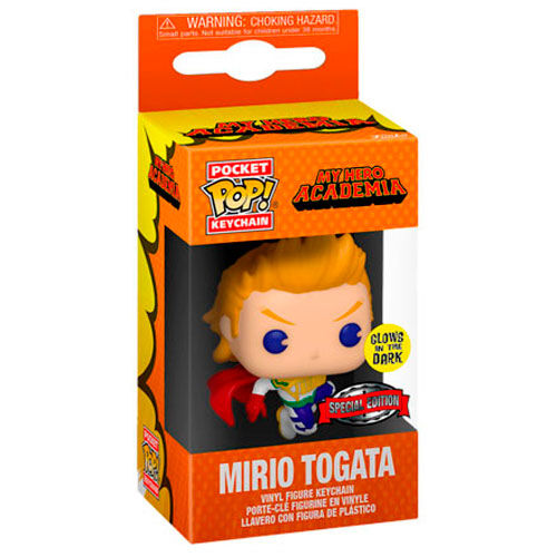 Porte-clés FUNKO Mirio Togata brille dans le noir, image montrant l'effet phosphorescent dans l'obscurité