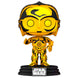 Vue rapprochée de la figurine vinyle Funko POP C-3PO exclusive mesurant 9 cm, aux détails soignés