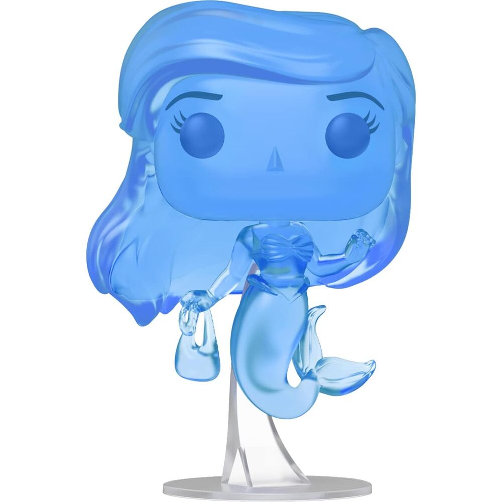 Vue rapprochée de la figurine Funko POP Ariel La Petite Sirène, mettant en avant les détails du vinyle et le design exclusif avec sac