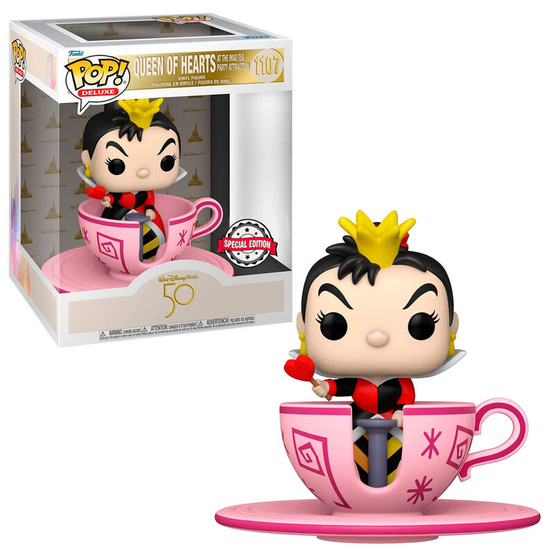 Boîte cadeau Funko POP édition limitée 50e anniversaire Walt Disney World avec la figurine Reine de Cœur visible