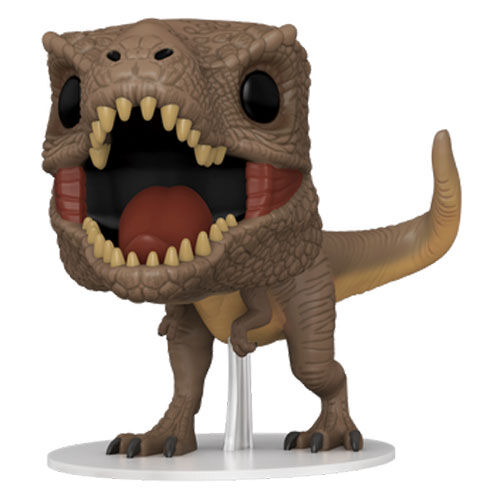 Vue rapprochée de la figurine Funko POP T-Rex Jurassic World 3 montrant les détails et la peinture soignée
