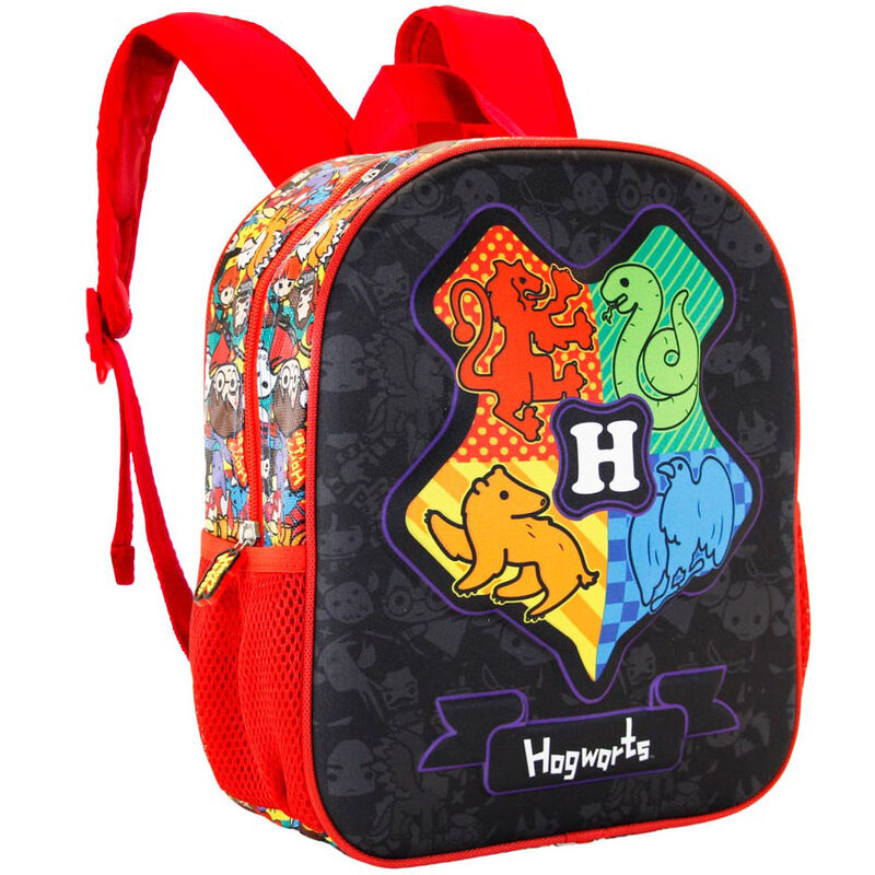 Vue latérale montrant les deux poches en mesh sur le sac à dos Harry Potter Hogwarts