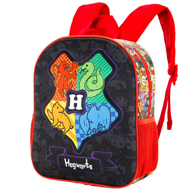 Détail du compartiment principal zippé du sac à dos Harry Potter Hogwarts 31 cm