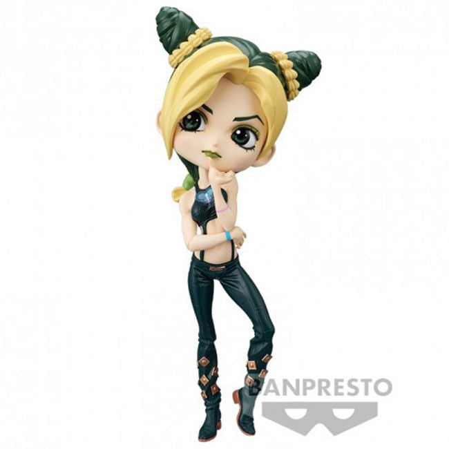 Arrière de la figurine Jolyne Cujoh Q Posket mettant en avant la coiffure et les vêtements