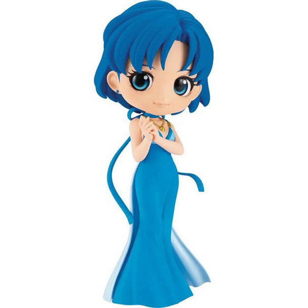 Figurine Sailor Moon Princess Mercury Q Posket 14cm vue de face avec détails précis