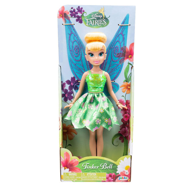 Poupée Clochette Disney Fairies de 25 cm vue de face avec ses ailes translucides détaillées
