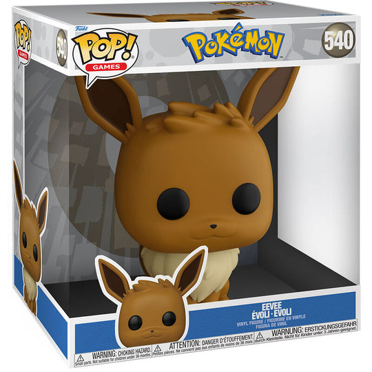 Vue rapprochée de la figurine Eevee Funko POP montrant la qualité du vinyle et les finitions
