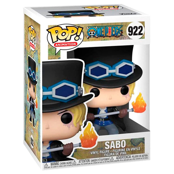 Vue rapprochée de la figurine Funko POP Sabo de One Piece montrant les couleurs et finitions précises