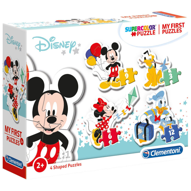Puzzle Disney Mickey CLEMENTONI avec 3 pièces pour enfants débutants, pièces épaisses et résistantes