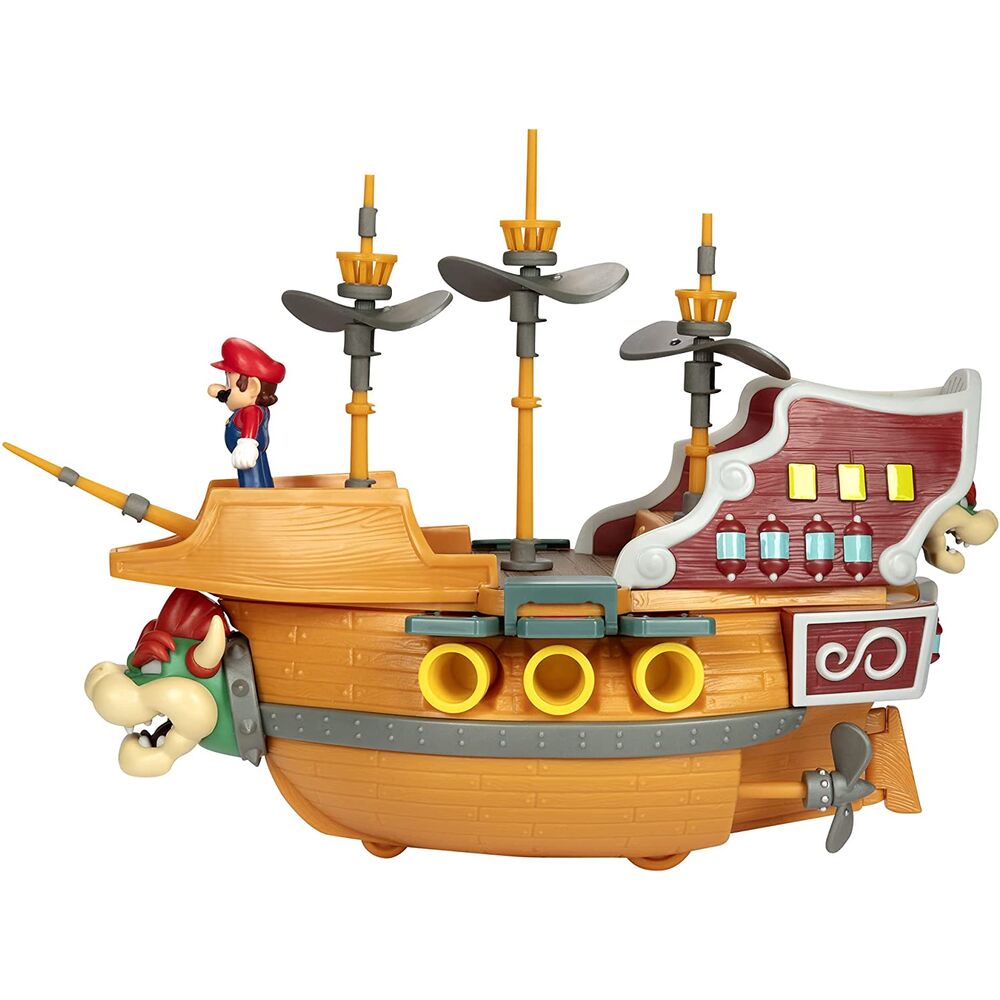 Côté gauche du playset aéronef Bowser avec textures et couleurs vives