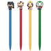 Lot de 16 stylos DC Comics FUNKO avec toppers Super Héros colorés sur fond blanc