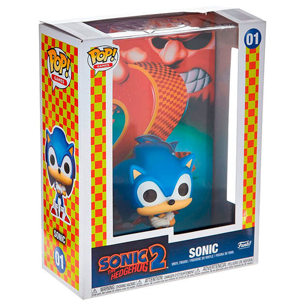 Figurine Funko POP Sonic Exclusive vue de face dans sa boîte cadeau avec fenêtre transparente