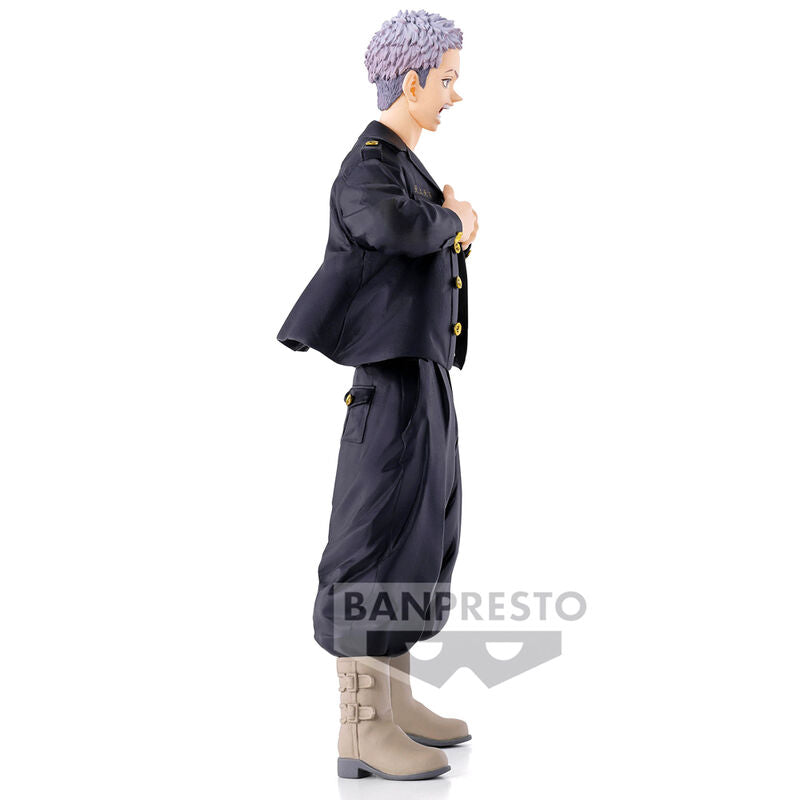 Vue arrière de la figurine Takashi Mitsuya Tokyo Revengers avec finitions soignées