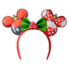 Vue de face du serre-tête Loungefly Disney avec Mickey et Minnie en tenue de Noël
