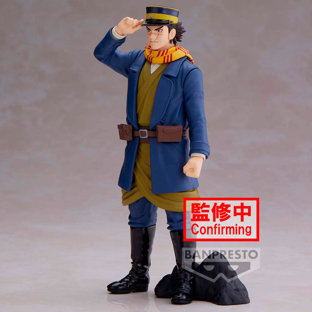 Profil gauche de la figurine Saichi Sugimoto montrant ses vêtements et accessoires fidèles à la série
