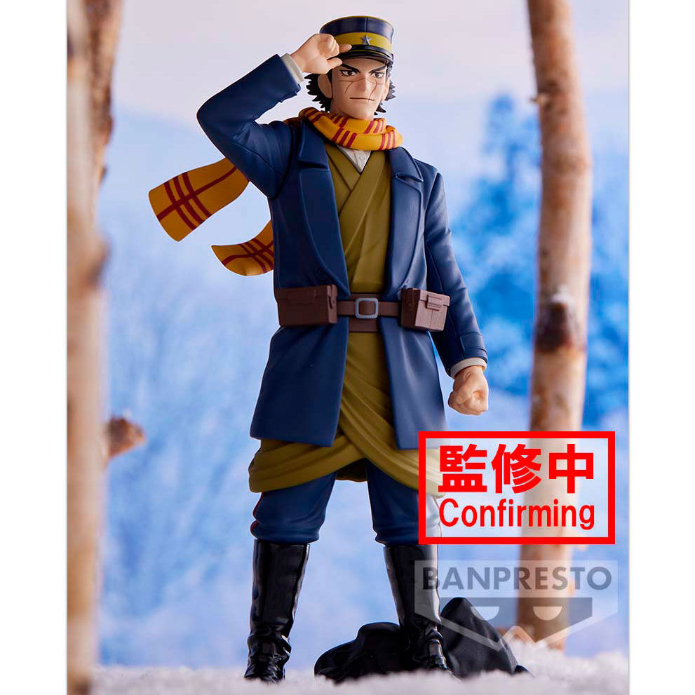 Gros plan sur le visage expressif de la figurine Saichi Sugimoto de 15 cm par BANPRESTO