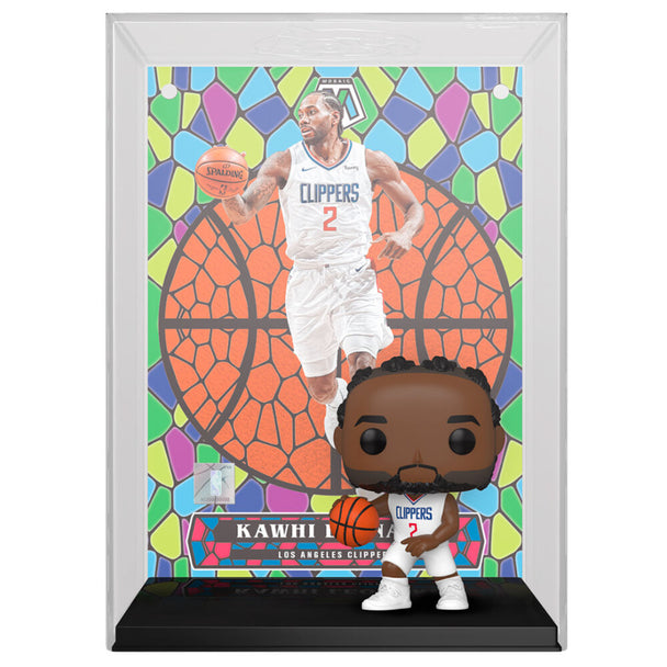 Figurine Funko POP de Kawhi Leonard en tenue officielle des Lakers, vue de face avec détails précis