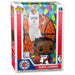 Vue latérale de la figurine Kawhi Leonard Funko POP montrant les couleurs jaune et violet des Lakers