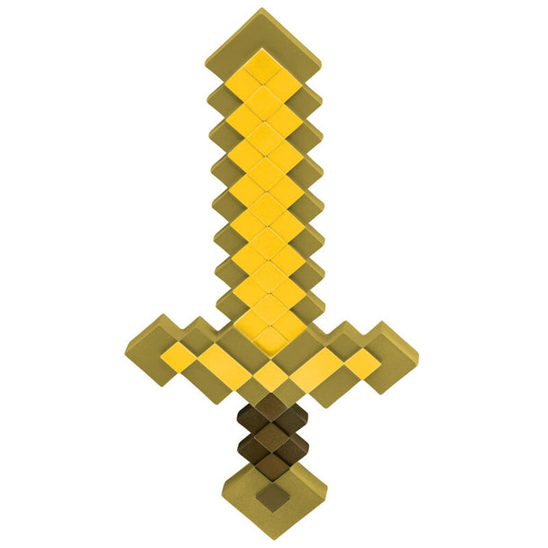 Épée en or Minecraft de 51x25 cm, accessoire de costume officiel DISGUISE avec design pixelisé fidèle au jeu.