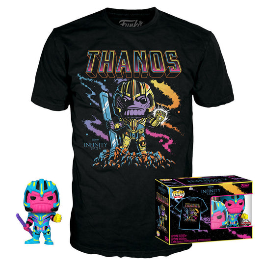 Vue avant du T-shirt Marvel Infinity Saga avec illustration de Thanos en couleurs vives